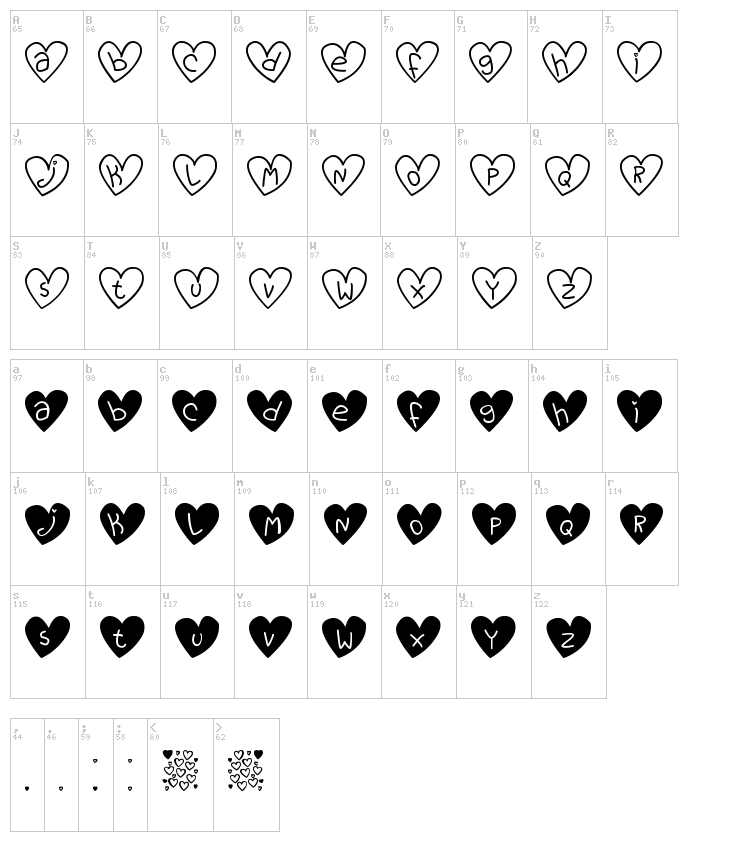 Love You TFB font map